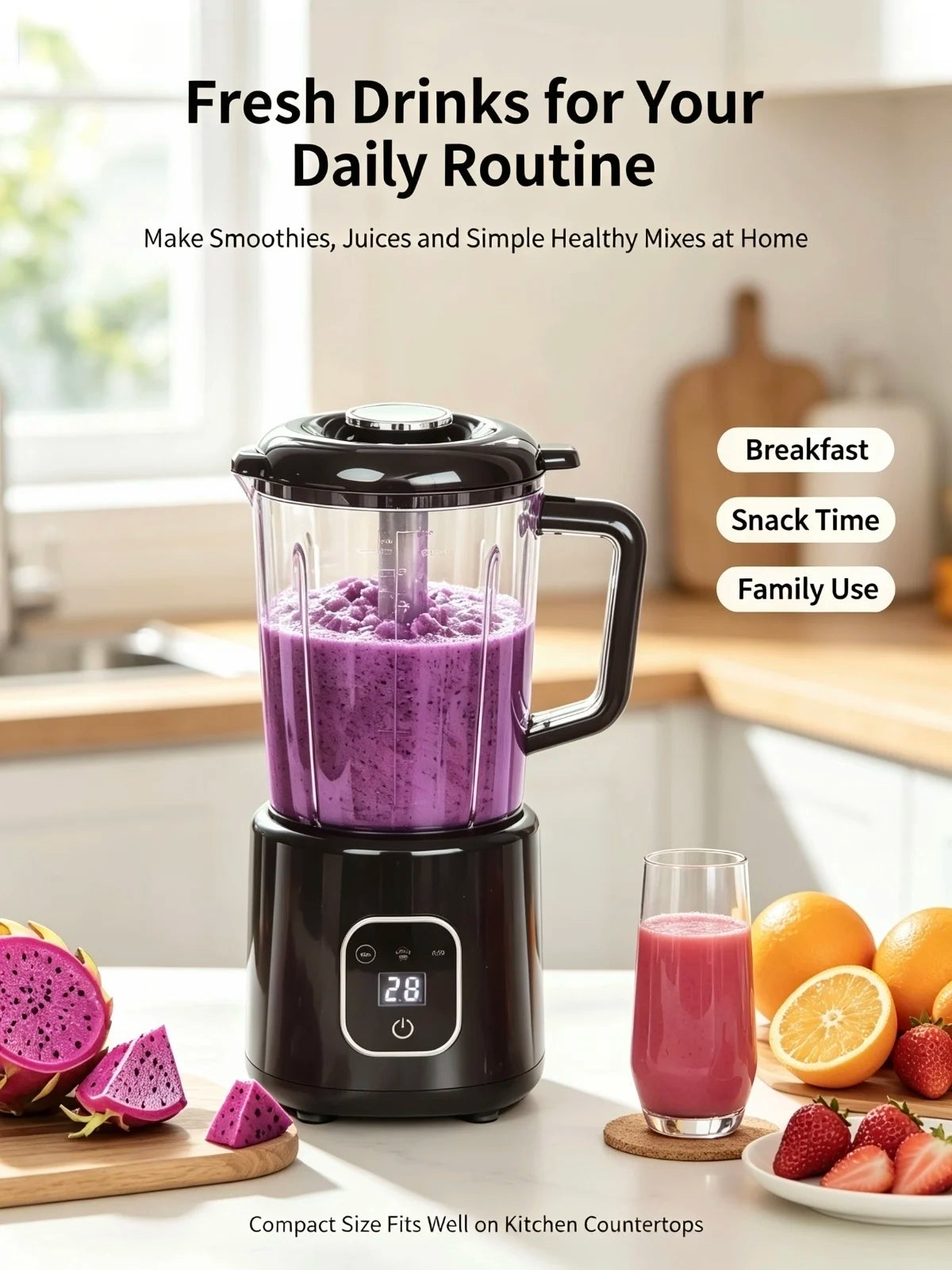 Juicer Smoothie Maker LED Display Easy Clean Countertop Blender for Baby
