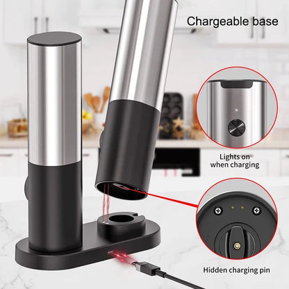 Electric Salt and Pepper Grinder Set With Led Light USB Rechargeable