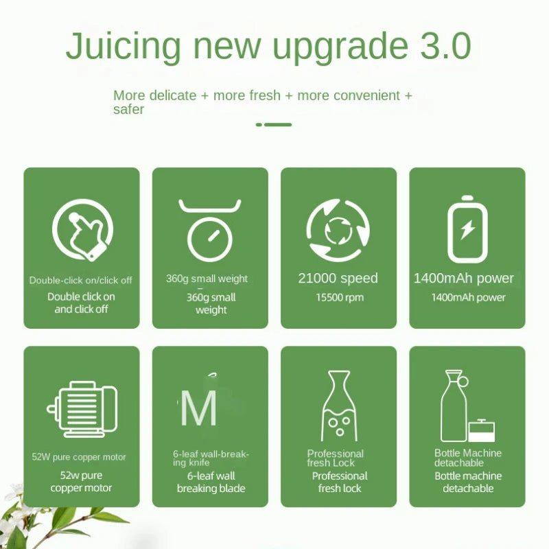 Electric Orange Juicer Bottle Portable Juicer Blender