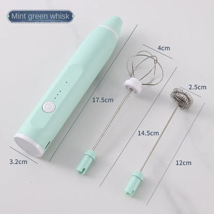 1 Set of Coffee Frother, Milk Frother, Portable Egg Beater, 3-Speed Dual Stick Rechargeable Cake Cream Mixer, Kitchen Blender