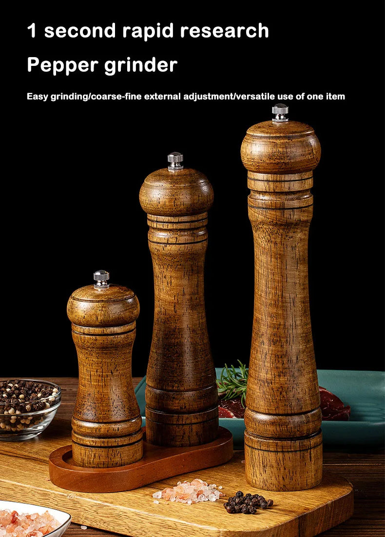 Salt and Pepper Grinder, Solid Wood Spice Pepper Mill