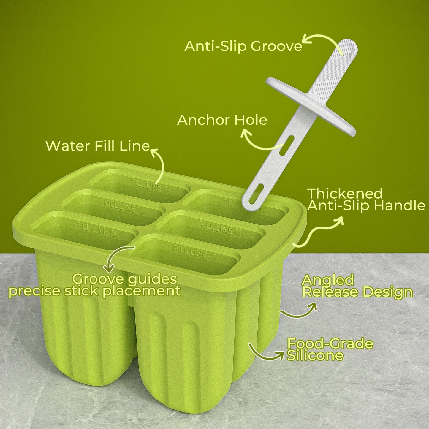 Silicone Popsicle Mold 6 Cavity Popsicles Molds