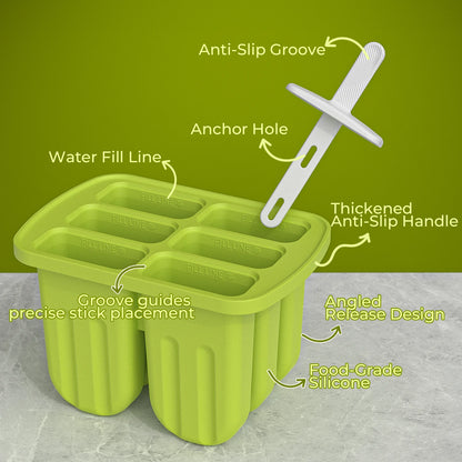 Silicone Popsicle Mold 6 Cavity Popsicles Molds