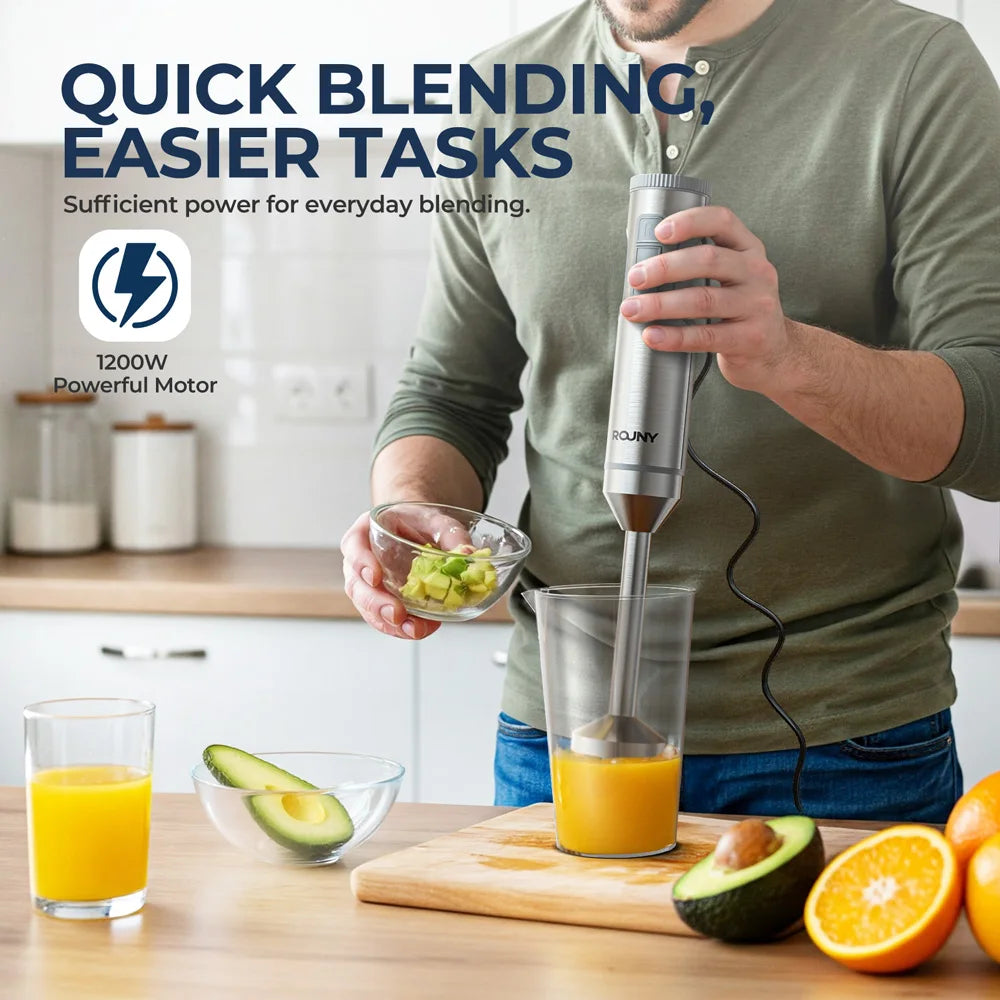 4-in-1 Hand Immersion Blender Powerful Stainless Steel Whisk