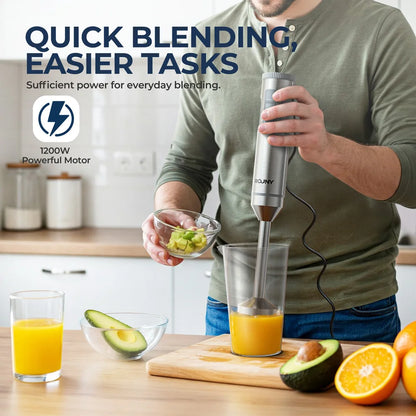 4-in-1 Hand Immersion Blender Powerful Stainless Steel Whisk