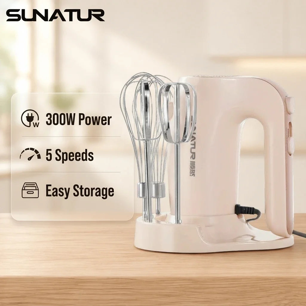 SUNATUR 300W Electric Hand Mixer 3 in 1 Mixer Egg Beater