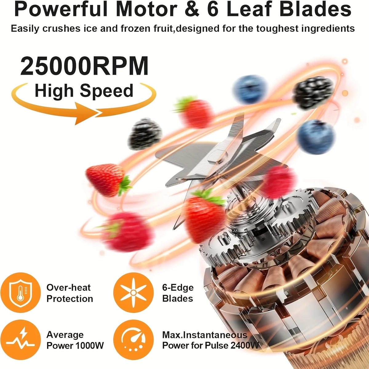 PRASKY 2400W Heating Blender 25000 RPM Heavy Duty