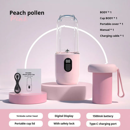 500ML Portable Blender with Lid Rechargeable Wireless Orange Juicer