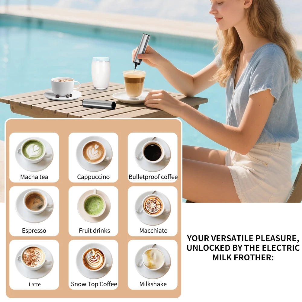 Wireless Electric Mini Milk Frother Coffee Whisk Portable Egg Beater