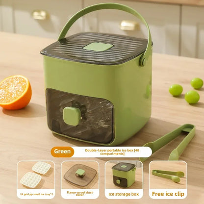 Double Layer Portable 48 Grid Press Type Ice Maker