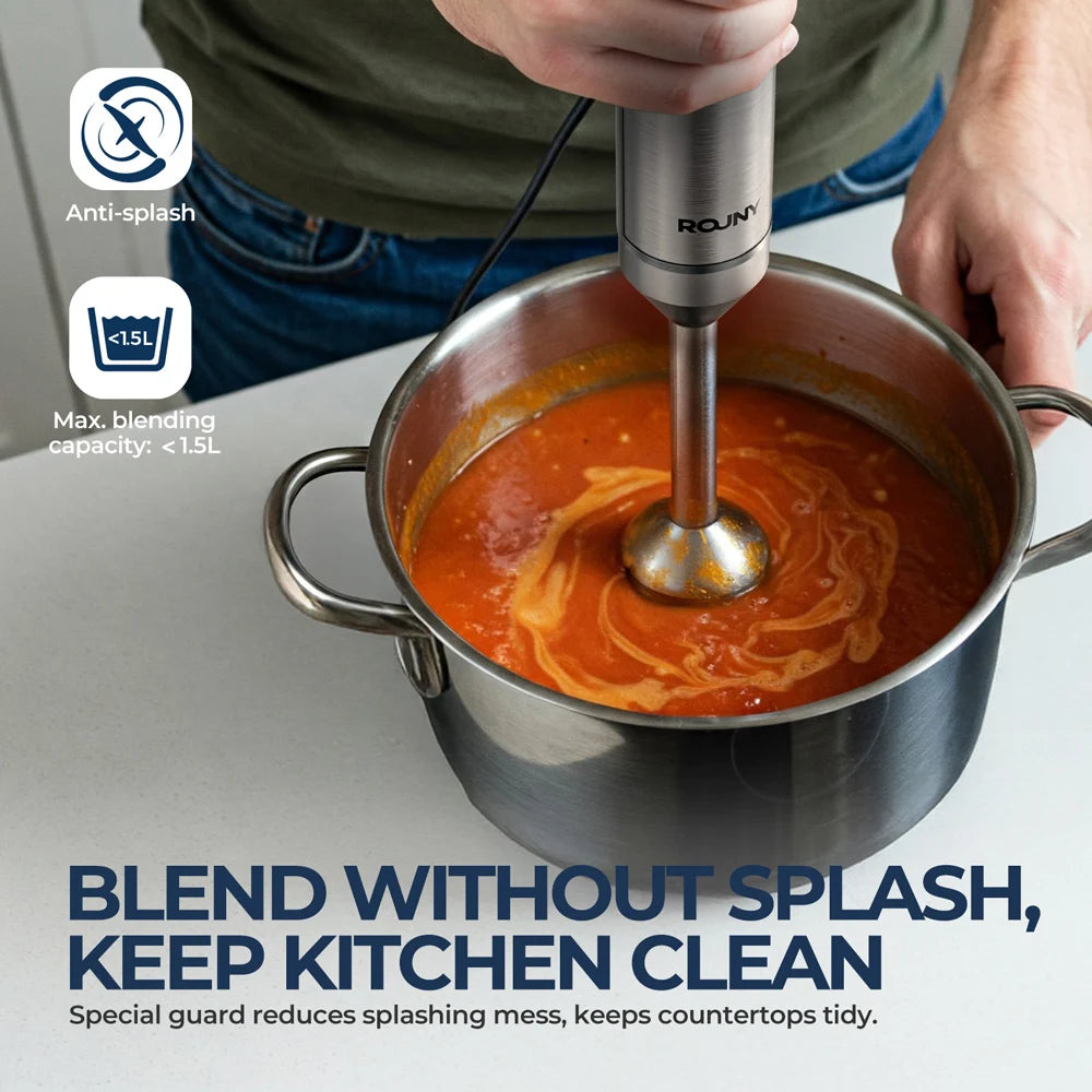 4-in-1 Hand Immersion Blender Powerful Stainless Steel Whisk