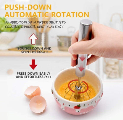 Hand Push Rotary Whisk Blender Versatile Milk Frother Mixer Stirrer Kitchen Tool