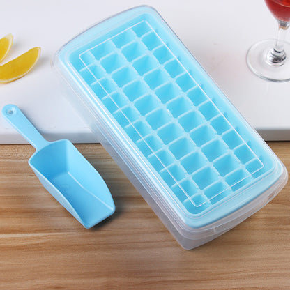 Fashionable Ice Tray With Fresh-keeping Box Multi-cell Ice Box Homemade Ice Shovel