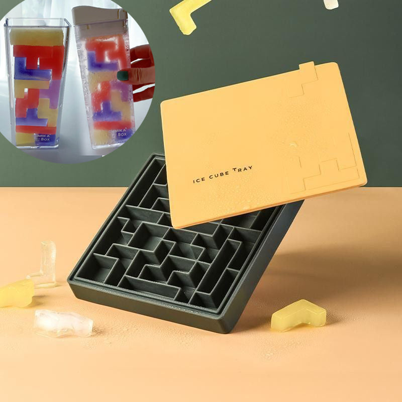 ﻿Ice Cube Maker Tetris Ice Cube Tray Labyrinth Silicone Mold Ice Maker