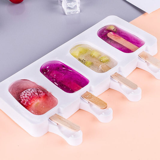 Ice Cream Molds 4 Cell Ice Cube Tray Food Safe Maker Silicone tools
