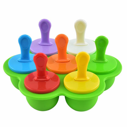 Mini 7 Holes Ice Cream Pops Silicone Mold Food Grade Baby Popsicle