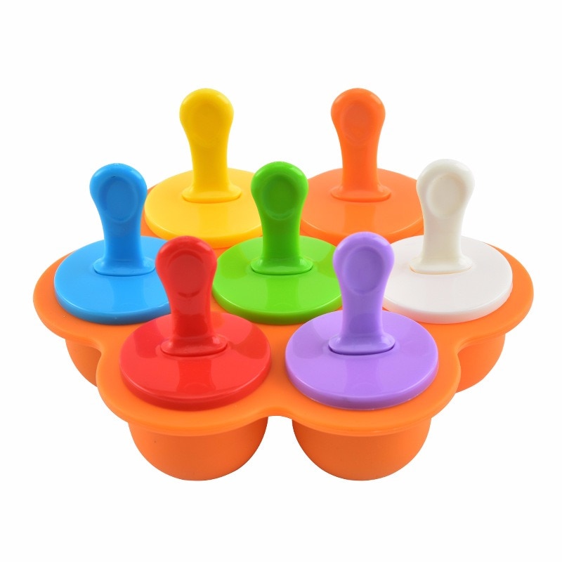 Mini 7 Holes Ice Cream Pops Silicone Mold Food Grade Baby Popsicle