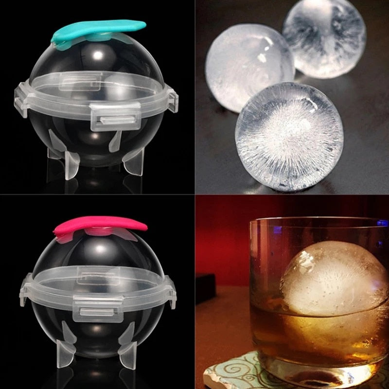 Round Ball Ice Cube Mold DIY Ice Cream Maker Plastic Whiskey Ice Tray