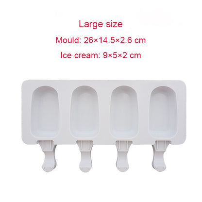 Silicone Ice Cream Molds 4 Cell Ice Cube Tray Safe Popsicle