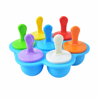 Mini 7 Holes Ice Cream Pops Silicone Mold Food Grade Baby Popsicle