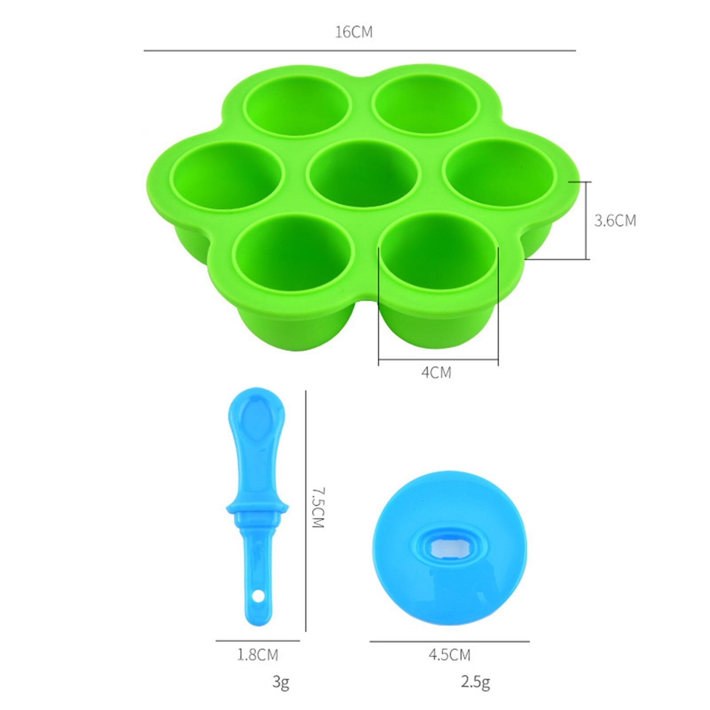 Mini 7 Holes Ice Cream Pops Silicone Mold Food Grade Baby Popsicle