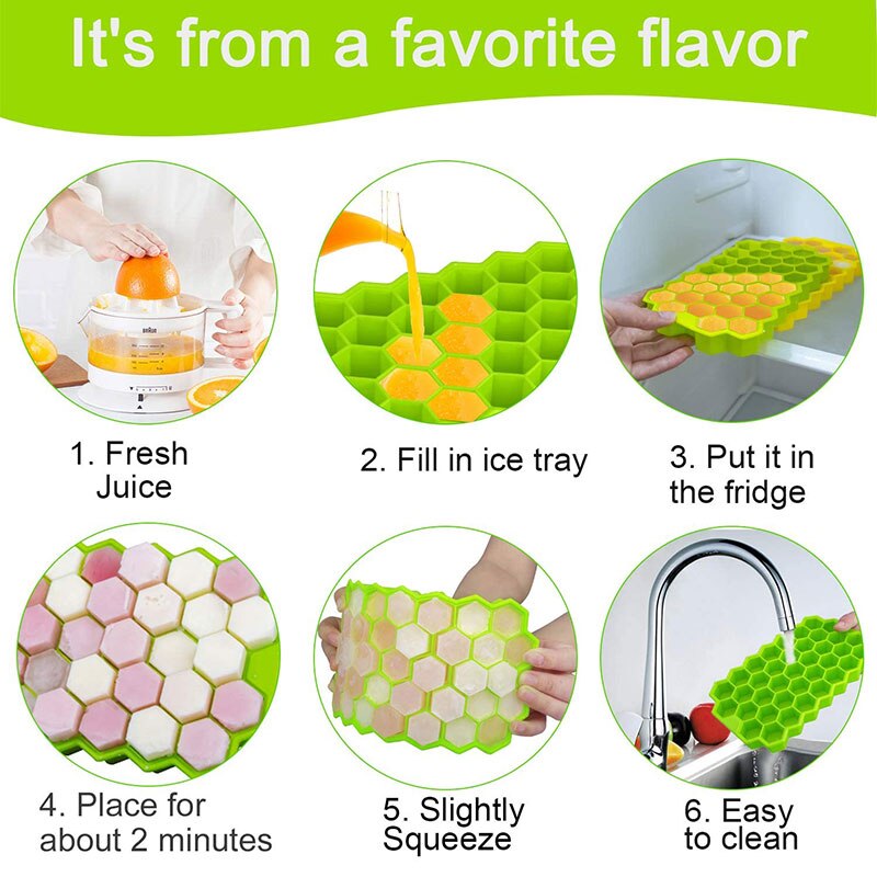 Honeycomb Ice Mold Ice Cube Maker 37 Cells Grade Flexible Silicone