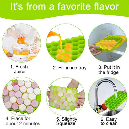 Honeycomb Ice Mold Ice Cube Maker 37 Cells Grade Flexible Silicone