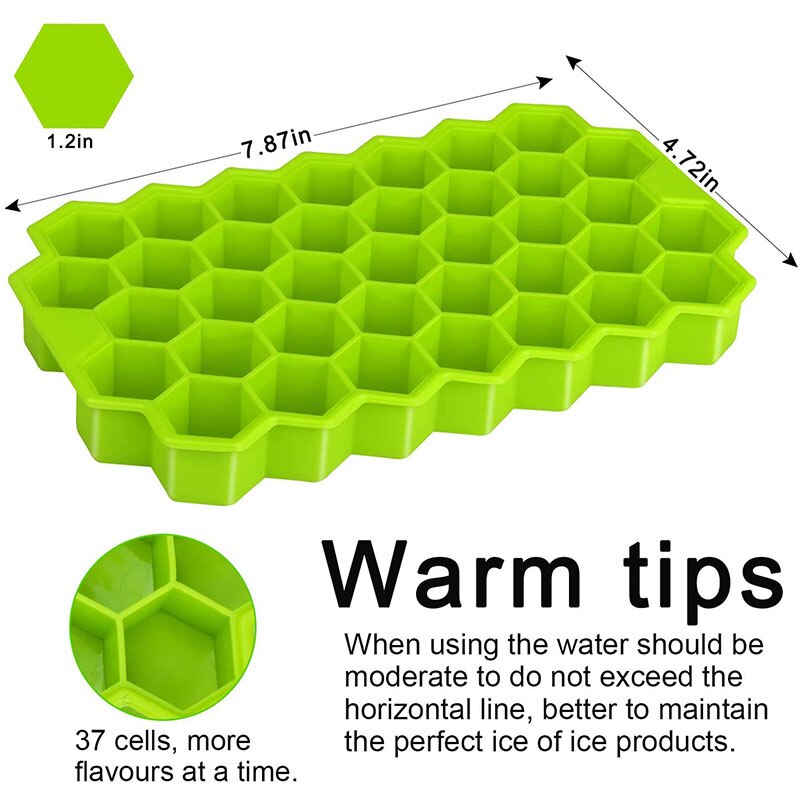 37 Cavity Ice Cube Tray Honeycomb Ice Cube Mold Microwaveable