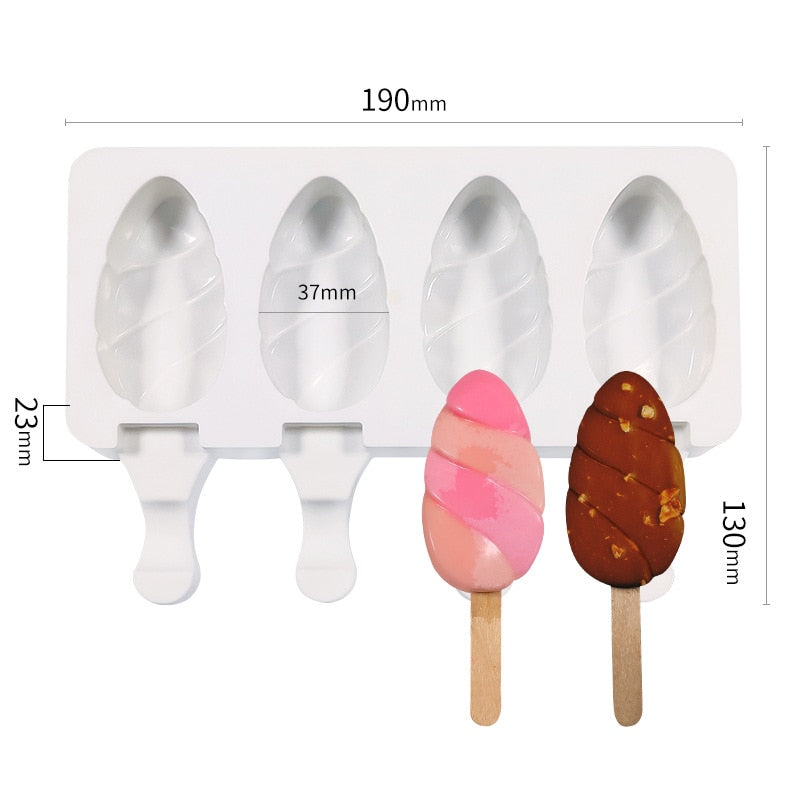 Silicone Ice Cream Mold Reusable Popsicle Molds Cute Cartoon