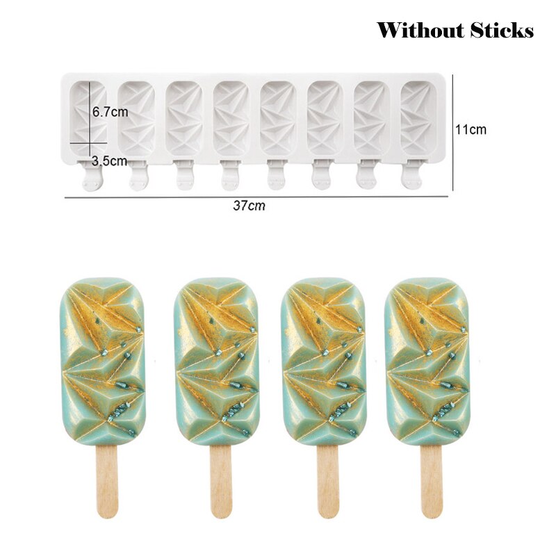 8 Hole Silicone Ice Cream Mold Ice Pop Cube Tray