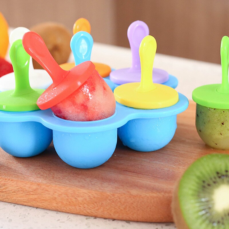 Popsicle Mold Mini 7 Cavity Ice Mold with Colorful Sticks Popsicle Makers