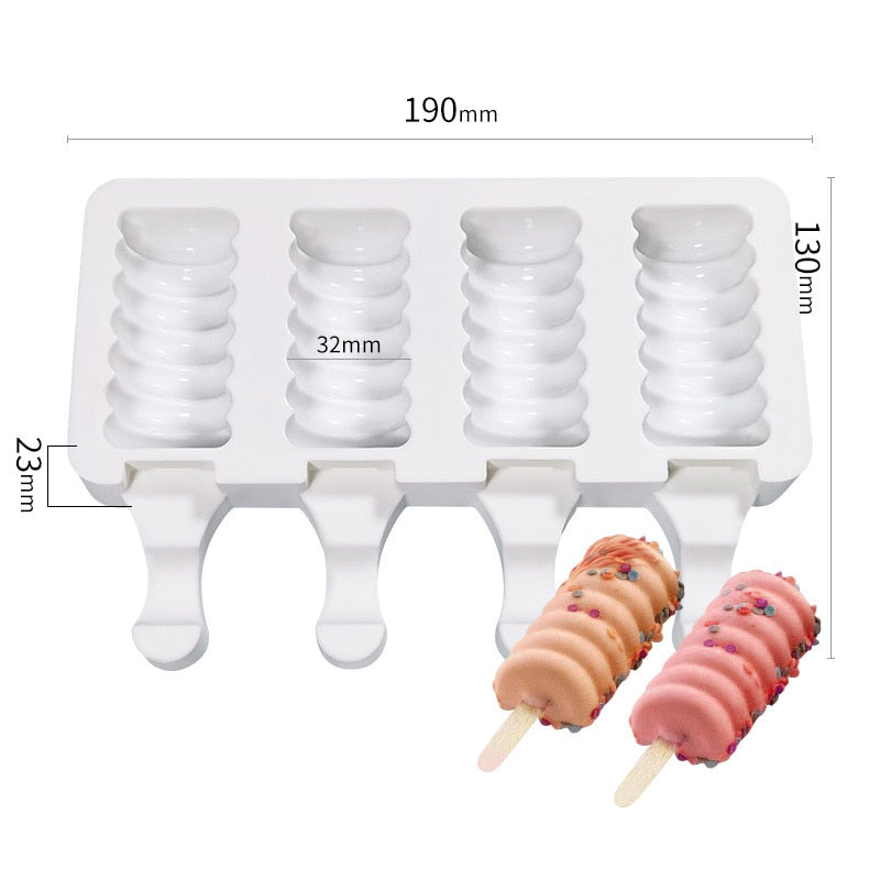 Silicone Ice Cream Mold Reusable Popsicle Molds Cute Cartoon