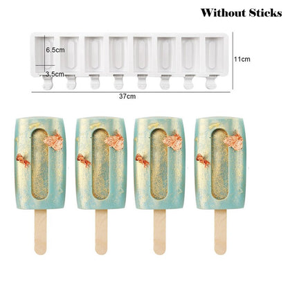 8 Hole Silicone Ice Cream Mold Ice Pop Cube Tray