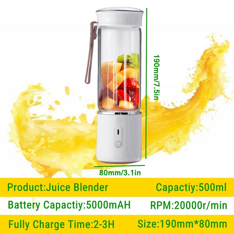 500ml USB Portable Juicer Mixer Electric Mini Blender