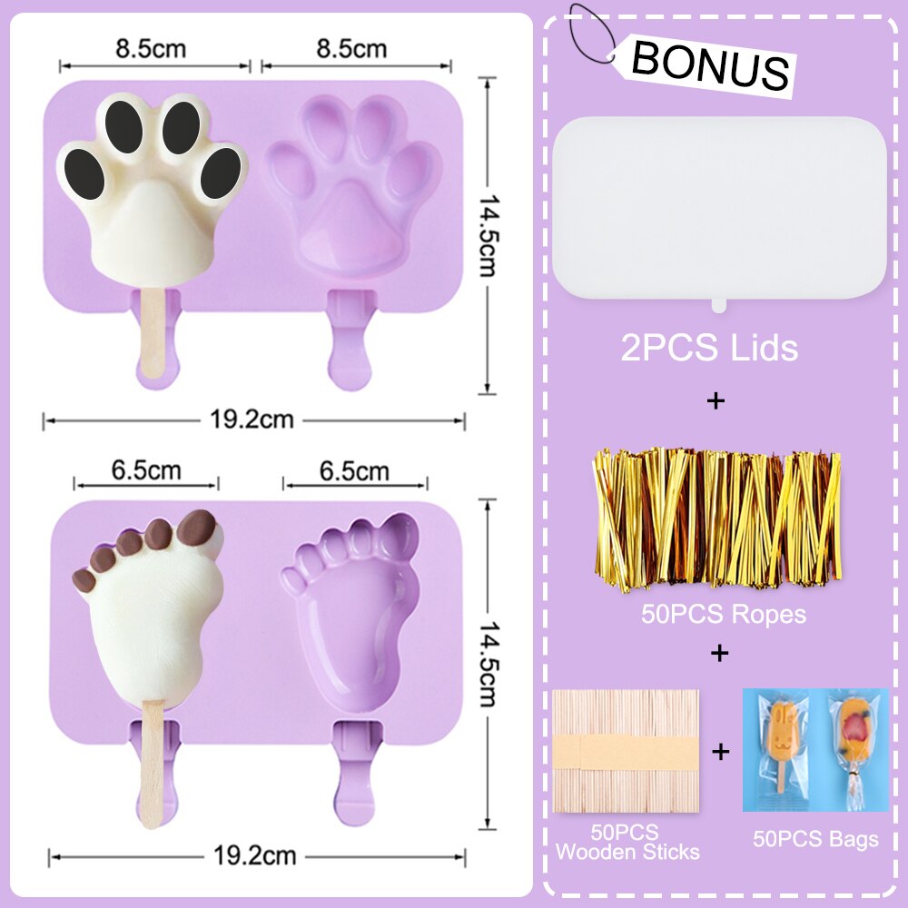 Cartoon Kids Ice Cream Mold With Lids Silicone DIY Making Mold