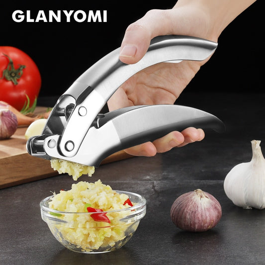 304 Stainless Steel Garlic Press, Portable Garlic Presser Grater Squeezer