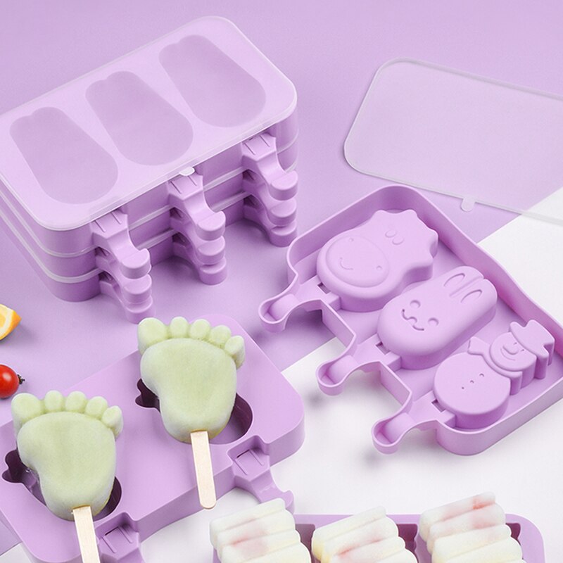 Cartoon Ice Cream Mold Silicone Popsicle Molds Reusable Mold