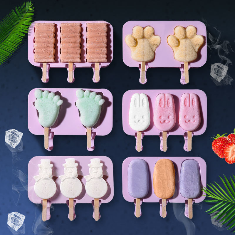 Silicone Ice Cream Mold Reusable Popsicle Molds Cute Cartoon