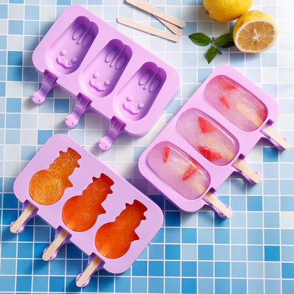 Silicone Ice Cream Mold Reusable Popsicle Molds Cute Cartoon