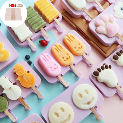 Ice Cream Mold Animal Shape Jelly Ice Hockey Popsicle Stick