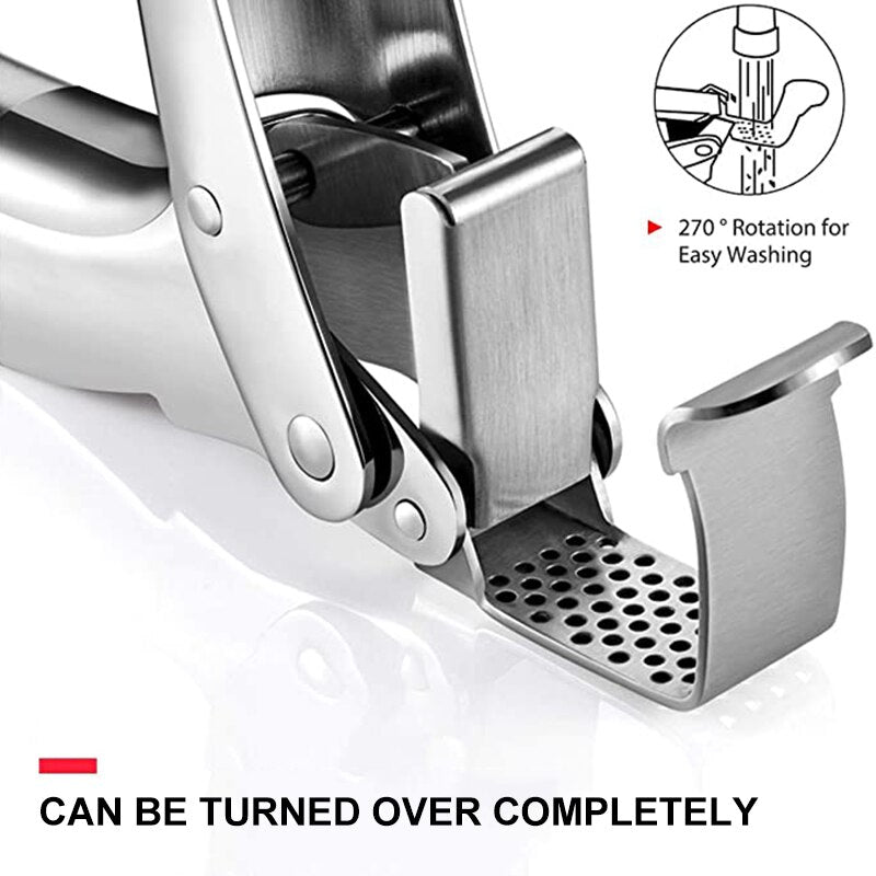 304 Stainless Steel Garlic Press Portable Garlic Presser Grater Squeezer