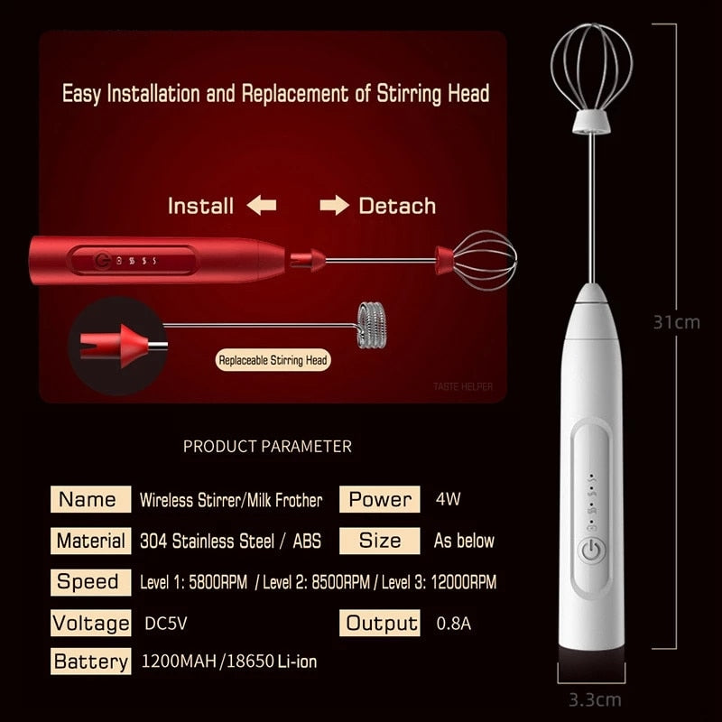 Milk Frother Handheld Foamer Coffee Maker Stirrer