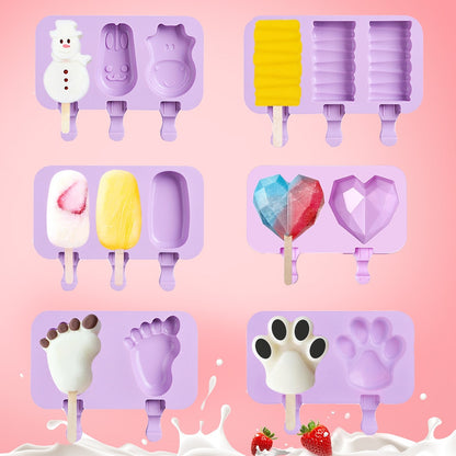 Cartoon Ice Cream Mold Silicone Popsicle Molds Reusable Mold