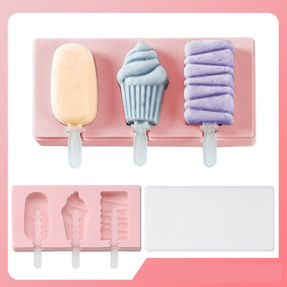Silicone Ice Cream Mould Ice Cube Tray Popsicle Barrel Diy Mold Dessert Ice Cream Mold with Popsicle Stick