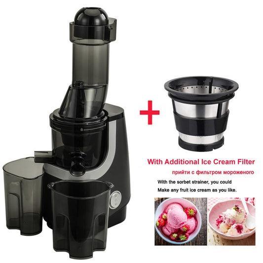 Wide Chute Slow Masticating Juicer Cold Press Fruit and Vegetable Juice