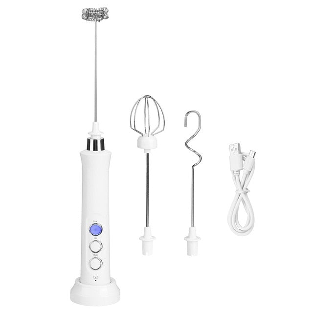 USB Electric Milk Frother 3 Speeds Mixer Drink Blender