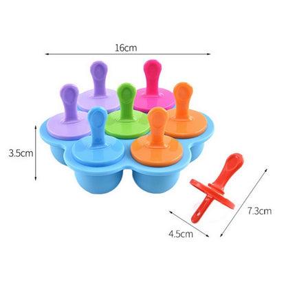 Hot 7 Cavity Silicone Mini Ice Pops Mold Ice Cream Ball Maker Popsicles Molds Baby Diy Food Supplement Tool moldes de silicona