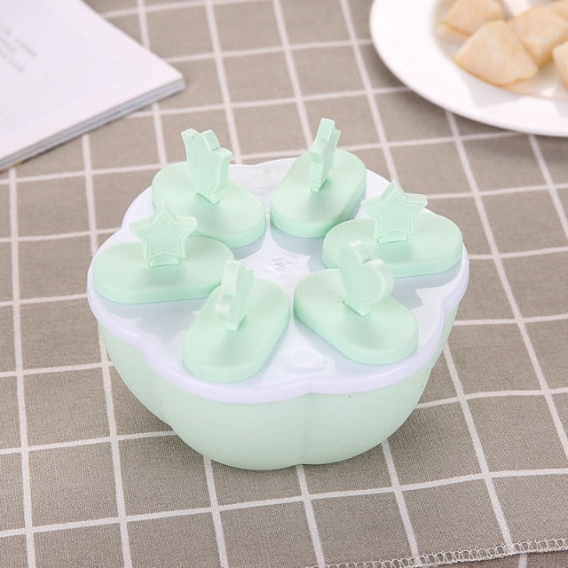 6/8 Cells Round Shape Ice Cream Mold DIY Handmade Dessert Fruit Maker Reusable Ice Cube Tray Popsicle Home Ice Cream Maker
