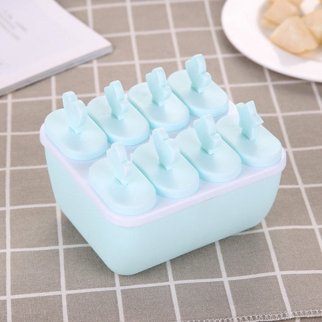 6/8 Cells Round Shape Ice Cream Mold DIY Handmade Dessert Fruit Maker Reusable Ice Cube Tray Popsicle Home Ice Cream Maker