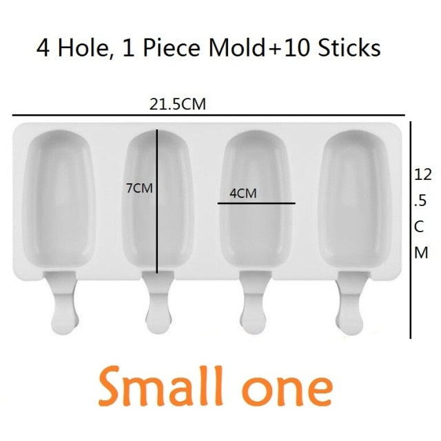 Allforhome 8/4/1 Hole Silicone Ice Cream Mold Ice Pop Cube Popsicle Barrel Mold Dessert DIY Mould Maker Tool with Popsicle Stick